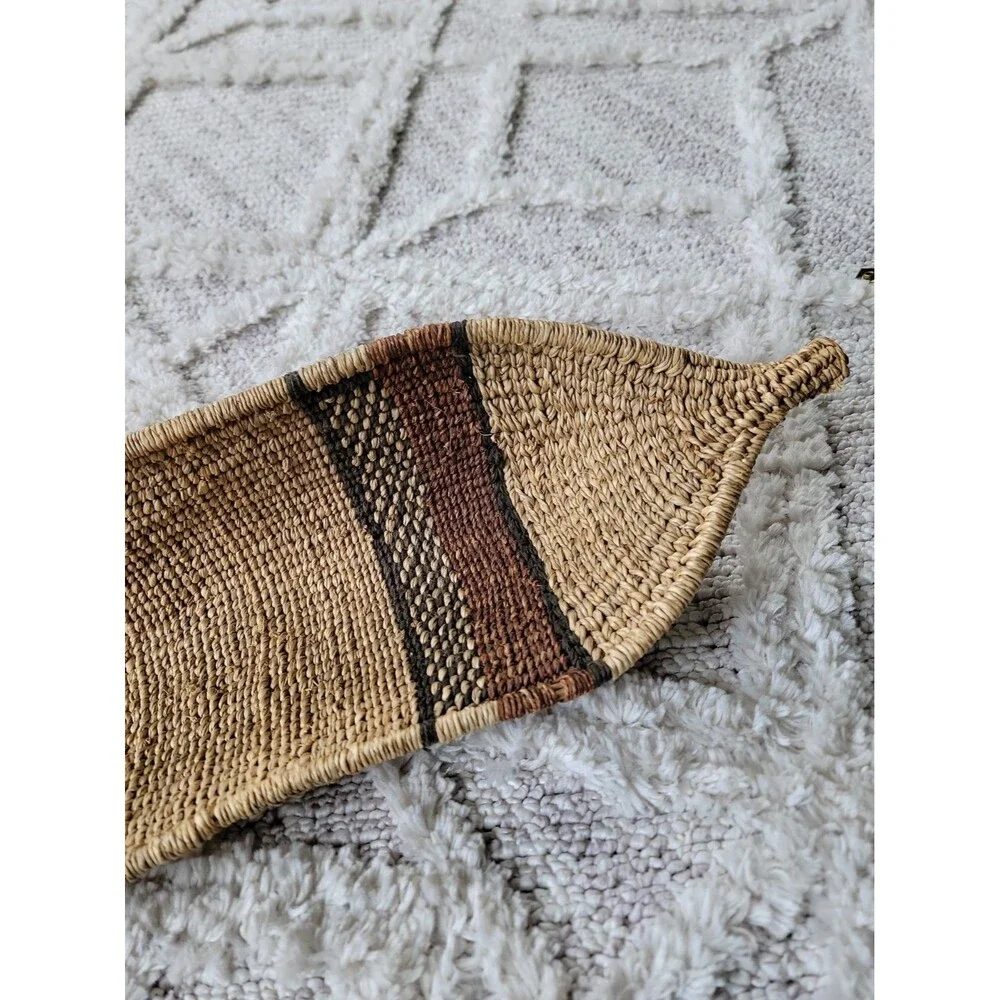 Ethiopian Handmade Gambela Seed Or Bread Basket Woven 22x6x4
